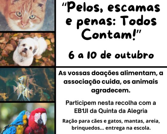 Doação “Pelos, escamas e penas: todos contam!”