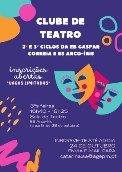 Clubes de Teatro da Gaspar e da Arco-Íris com as Inscrições Abertas